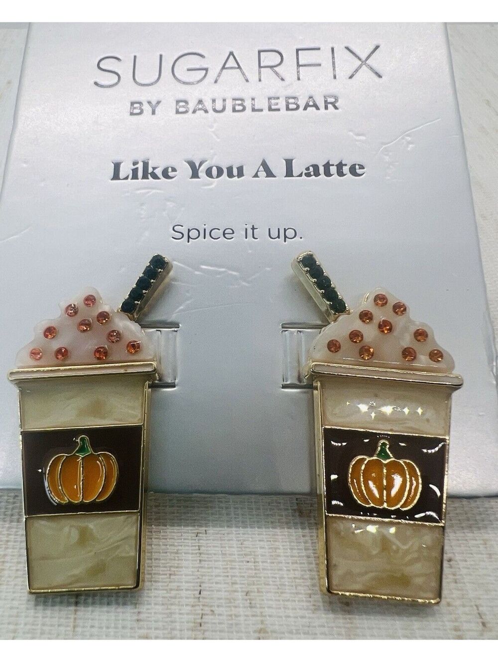 Sugarfix by BaubleBar Latte Earrings coffee lover cup fall pumpkin rare retired